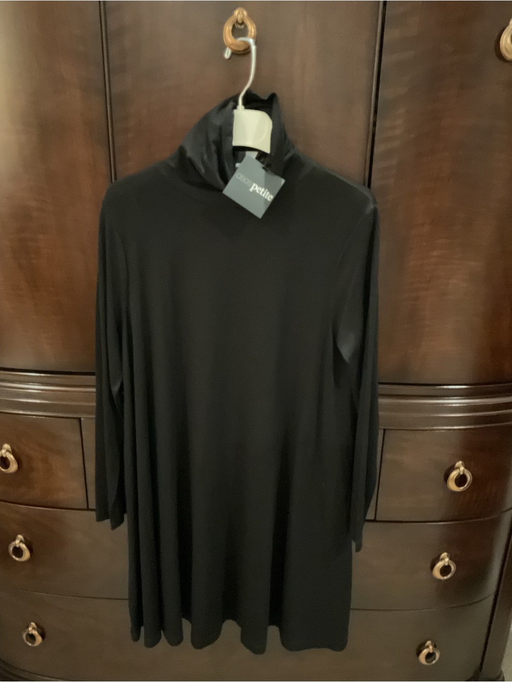 ASOS Petite Black Long-Sleeve Turtleneck Swing Dress